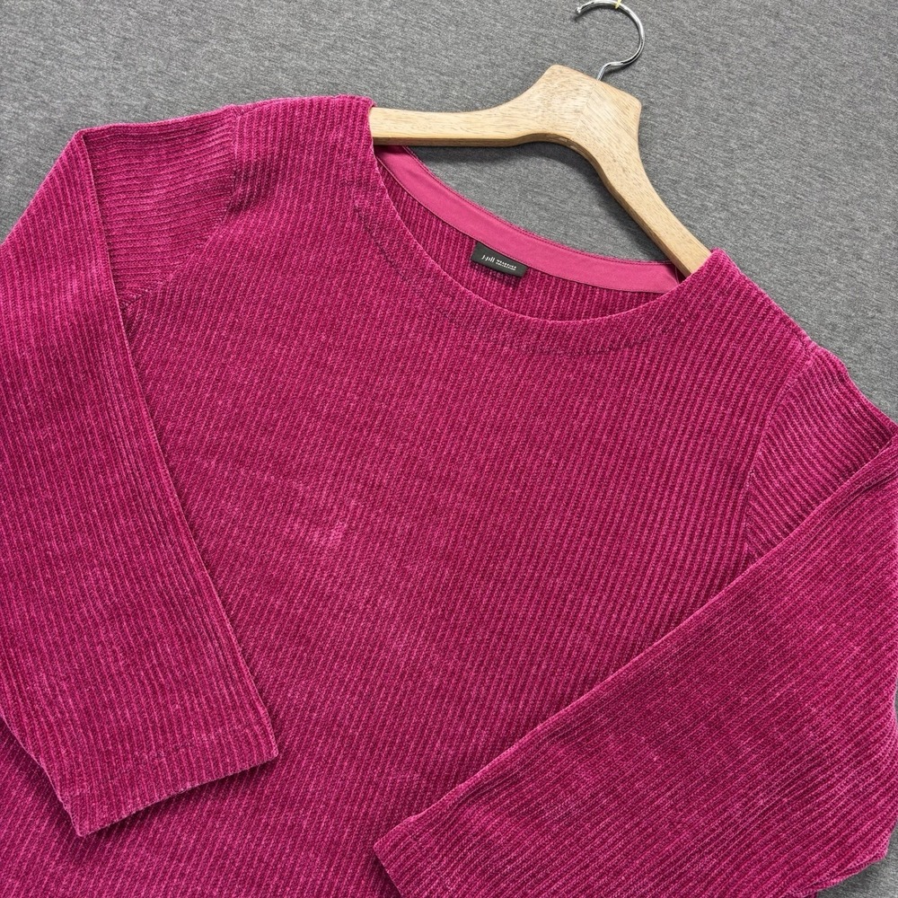 J. Jill Wearever Collection Chenille Top Womens 2X Long Sleeve Ribbed Beet